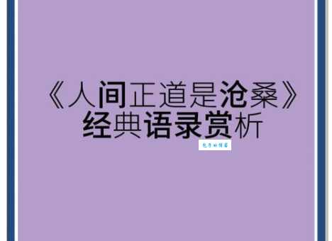 人间正道是沧桑是什么意思 这句话的深刻含义解析